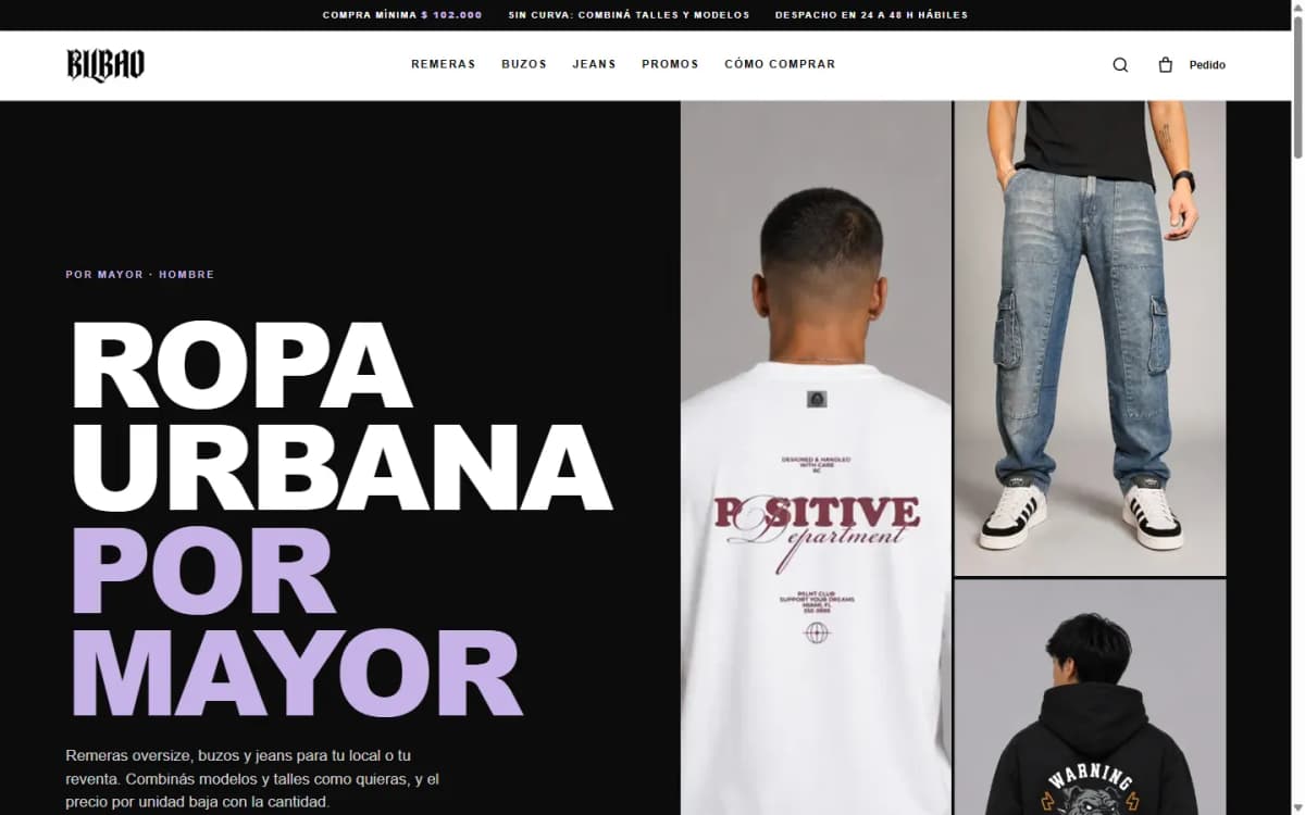 Tienda mayorista de Bilbao, ropa urbana de hombre