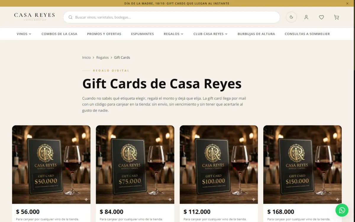 Casa Reyes, Gift cards — escritorio
