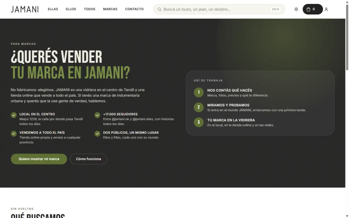 Jamani, Vendé tu marca en Jamani — escritorio