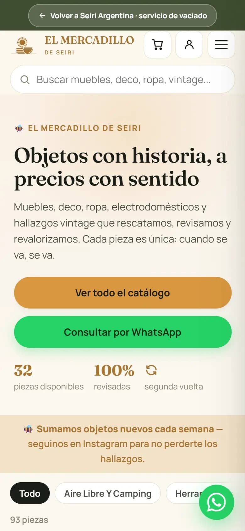 Seiri, Tienda «El Mercadillo» — celular