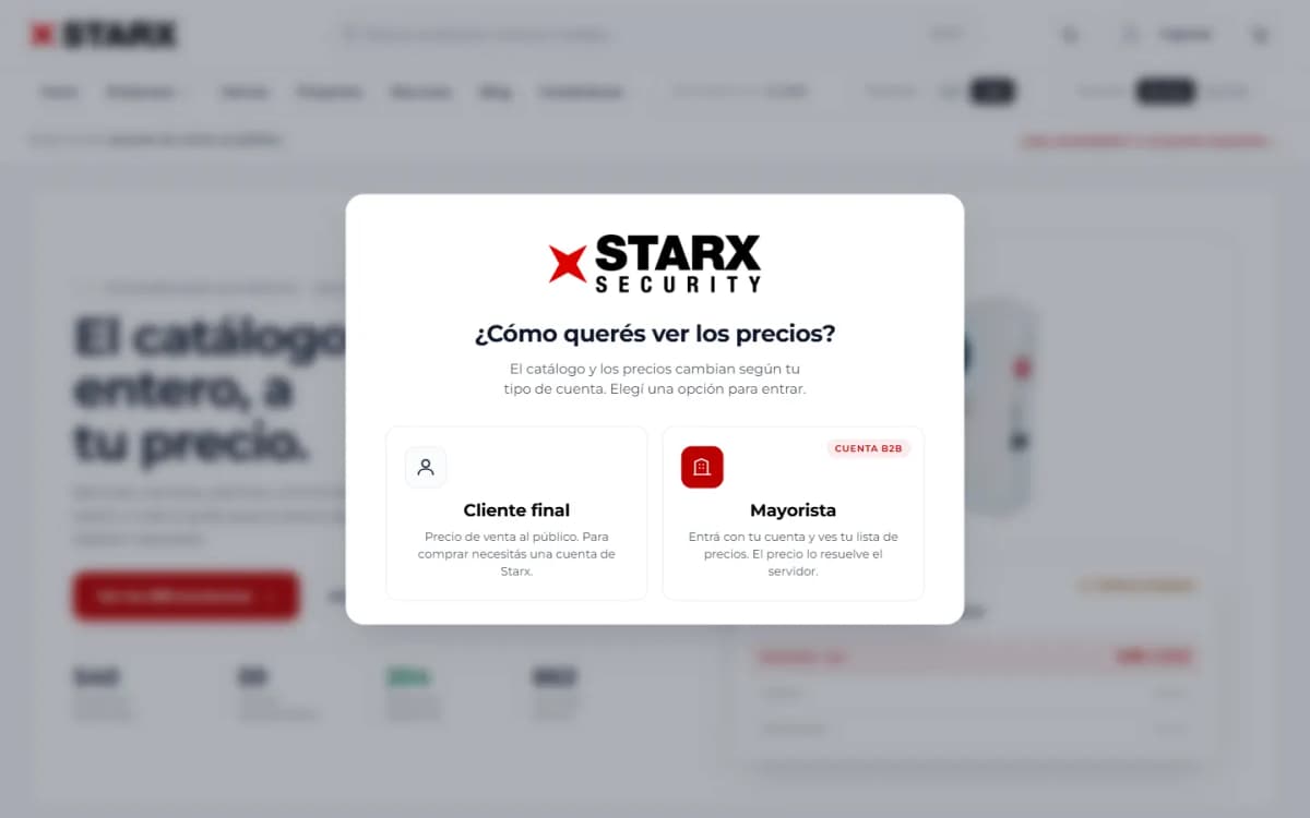 Starx, Cada uno elige cómo ver los precios — escritorio
