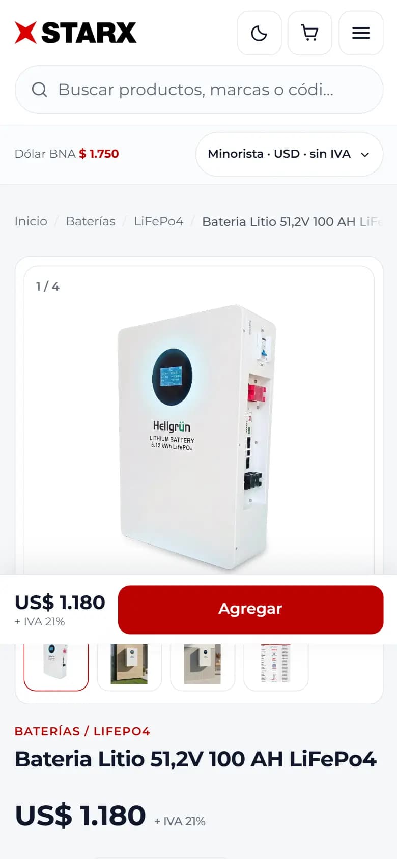 Starx, Ficha de producto — celular