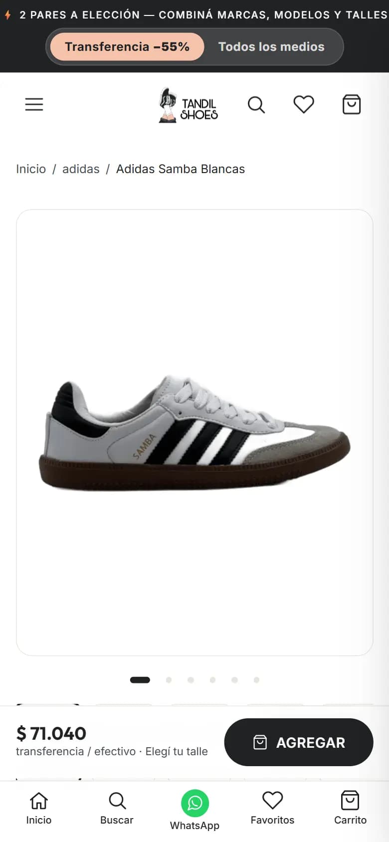 Tandil Shoes, Ficha de producto — celular