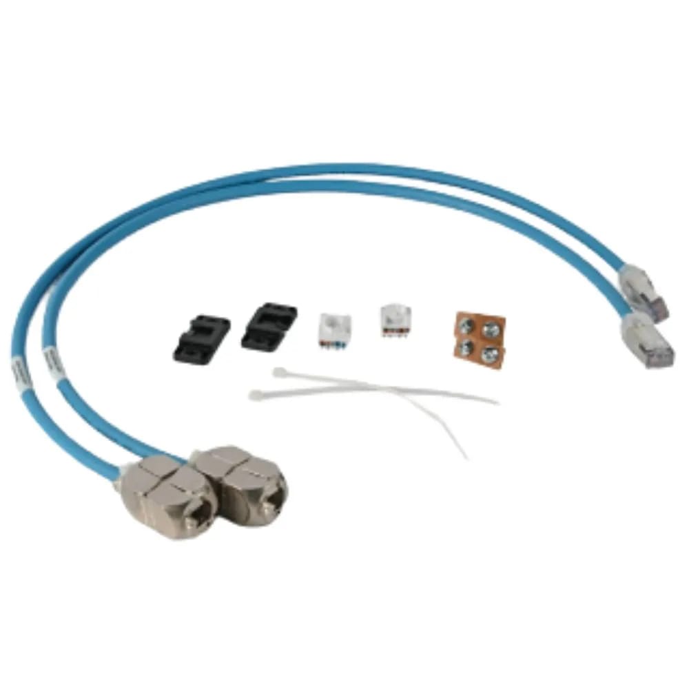 Copper, Patch Cord, In-Line Connector, RJ45, Category 6A, S/FTP, T568B, Stranded, CM/LSOH-1, Blue Cable, Clear Boot, 0.5 Meter, 28 AWG…