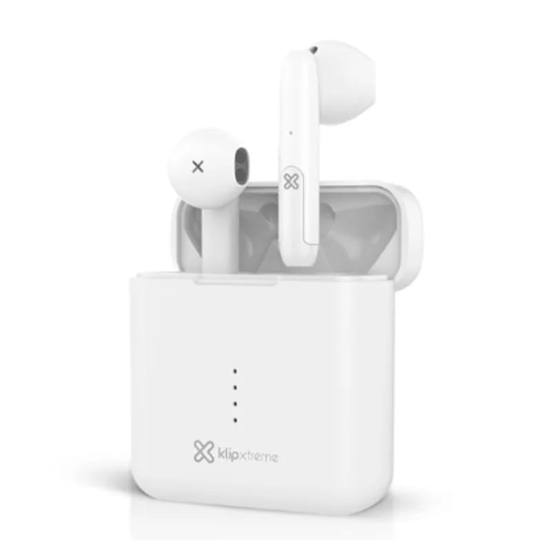 Auricular Klipxtreme In-Ear Tws Twintouch Inalámbrico - BT 50 - Carga Portátil 12HS Blanco (KTE-010