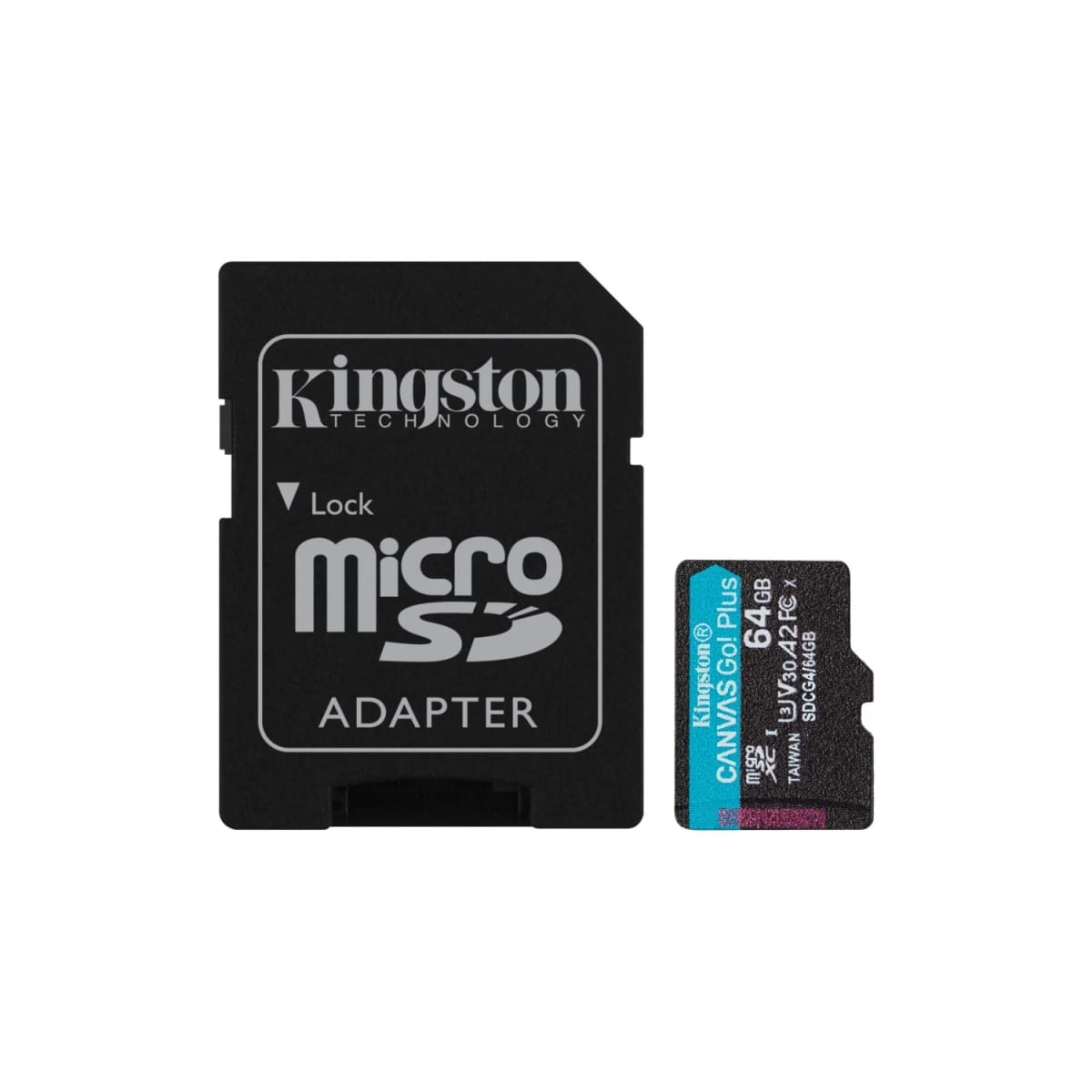 Tarjeta de Memoria KINGSTON Canvas Go Plus Gen4 MicroSDXC 64GB UHS-I U3 V30 200MB/s con adaptador