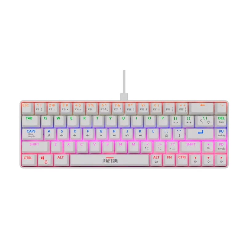 Teclado Gamer Raptor Fireclaw M68 Mecanico Retroiluminado Switch Red Outemu White