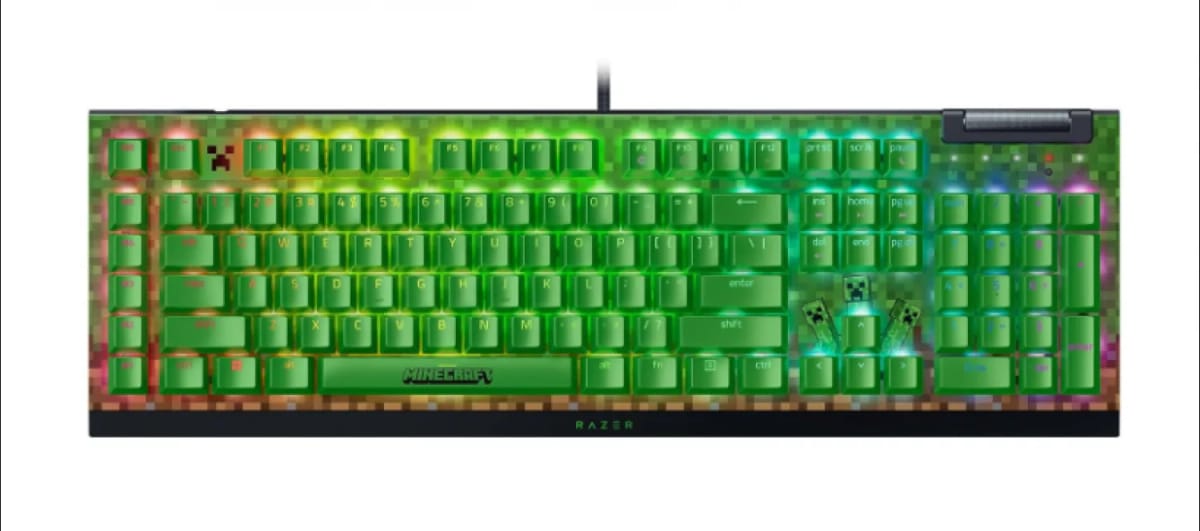 Teclado Gamer Razer Blackwidow V4 X Minecraft Edition Green-Switch Us-En