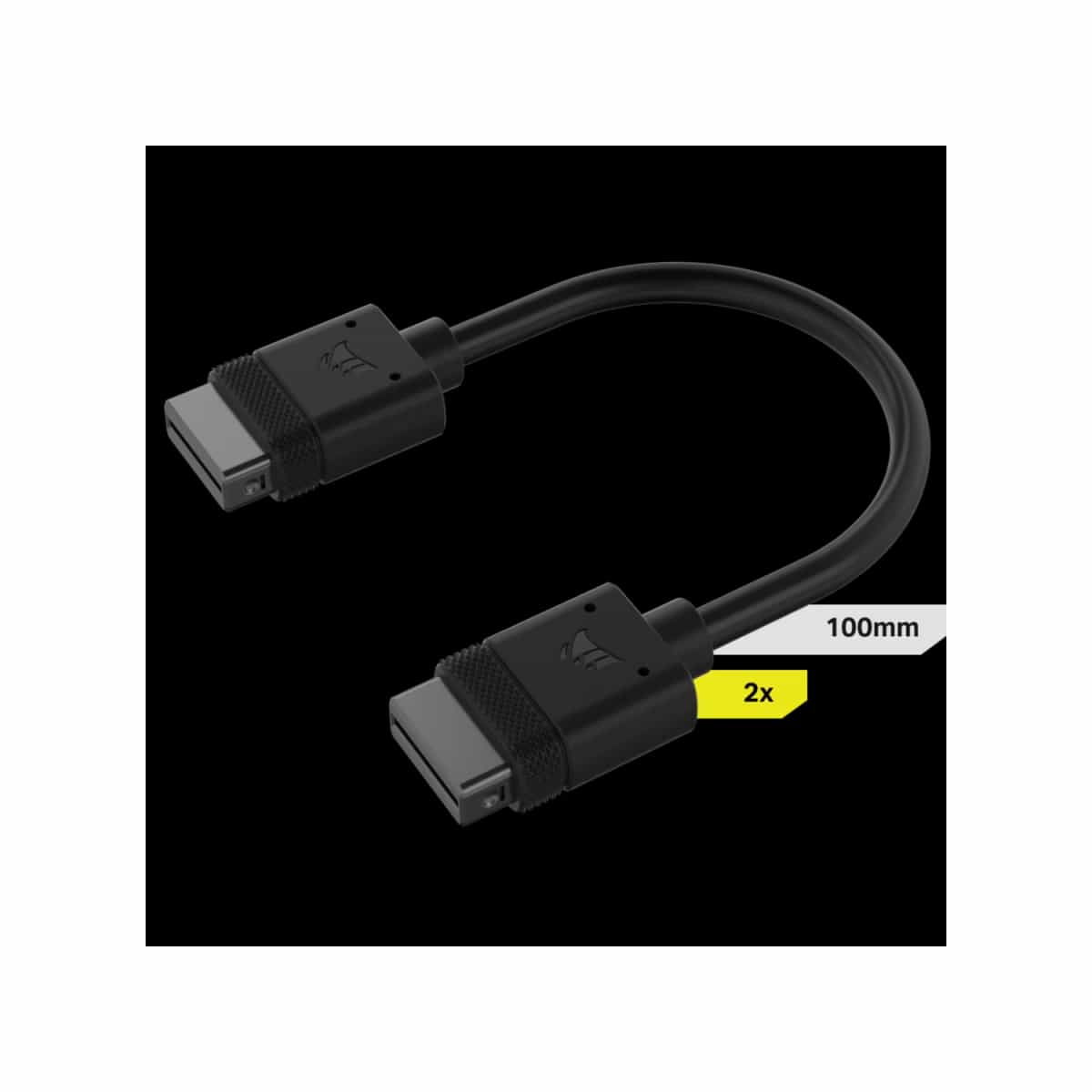 Cable CORSAIR iCUE LINK 2x 100mm con conector derecho negro