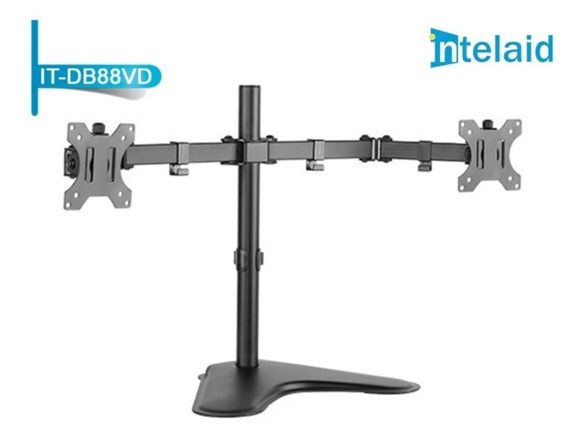 Soporte Intelaid de Escritorio Doble Monitor con Base 13/32 Max 8KG IT-DB88VD