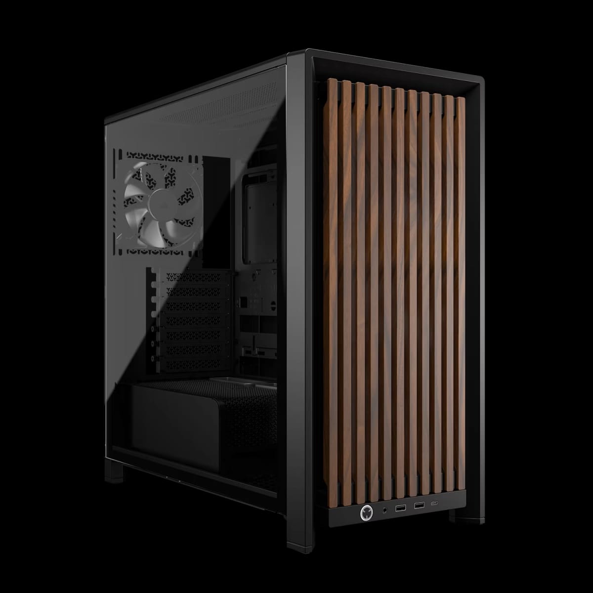 Gabinete CORSAIR FRAME 4000D RS Wood Mid-Tower, Negro / Madera