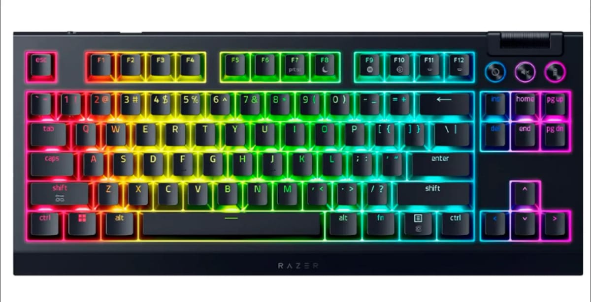 Teclado gamer inalámbrico Razer BlackWidow V4 TKL HyperSpeed + Bluetooth español