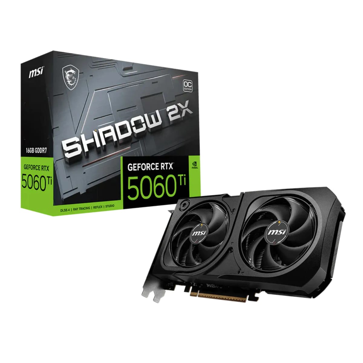 Placa De Video MSI GeForce RTX 5060 Ti Shadow 2X OC Plus 16GB GDDR7 912-V535-218
