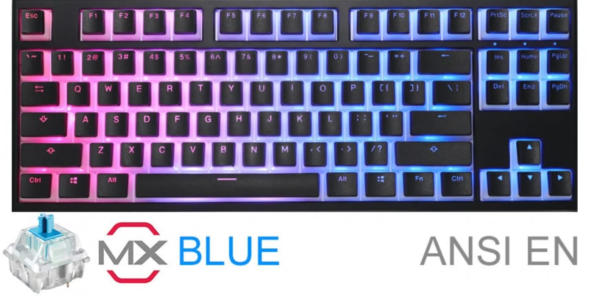 Teclado Gamer Ducky One 2 RGB Tkl Pudding Edition RGB LED Cherry MX Blue Double Shot