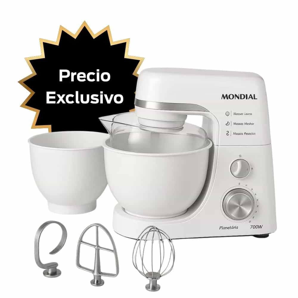 Batidora Planetaria Inox Mondial 700W Blanca