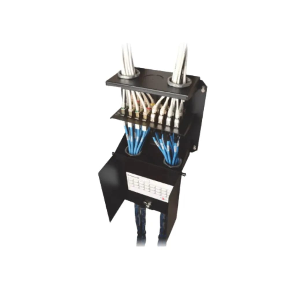 Zone Unit, Enclosure, Passive, 24 Port Openings, Internal, Thumb Latch, Black, with (4) Metallic Chase Nipples…