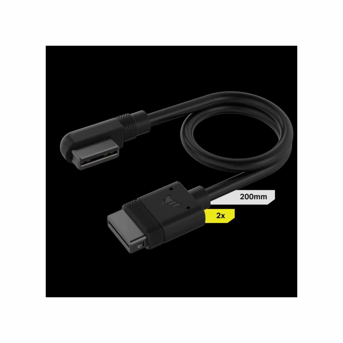 Cable CORSAIR iCUE LINK 2x 200mm con conector 90° negro