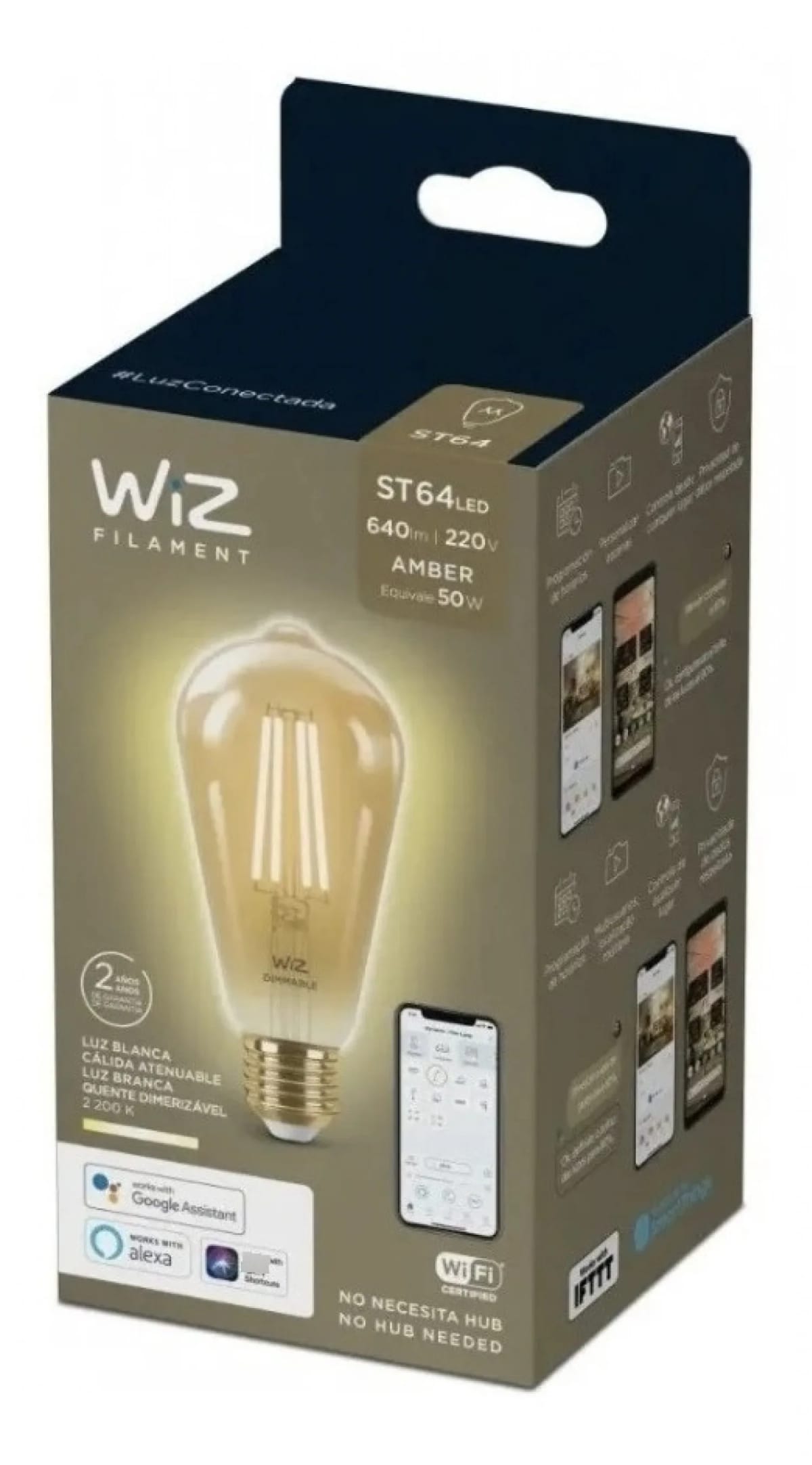 Lampara Wiz LED Smart ST64 TW/7W E27 Amber 1PF
