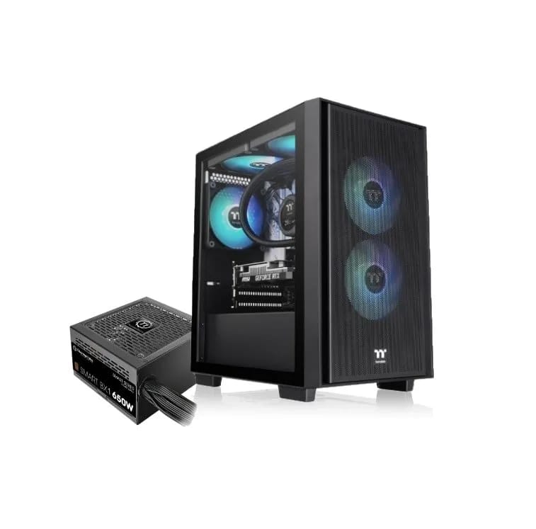 Gabinete Thermaltake Versa H16TG M-ATX con fuente 650W y 3 ventiladores ARGB