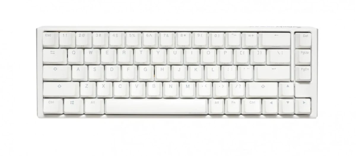 Teclado Mecanico Ducky One 3 SF Teclas Blancas Interruptor Rojo Ingles Pbt Doble Disparo sin Costuras Estuche Superior Blanco Estuche Inferior Blanco
