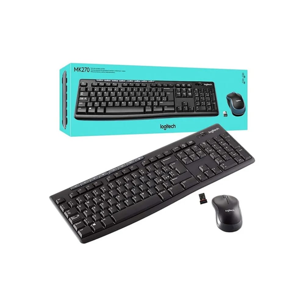 Teclado + Mouse Logitech MK270 Wireless Black Latino