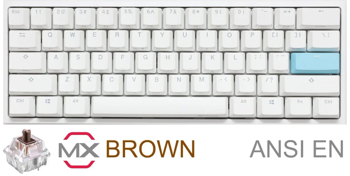 Teclado Gamer Ducky One 2 Mini Pure White RGB Cherry Brown RGB Double-Shot Pbt Mecanico
