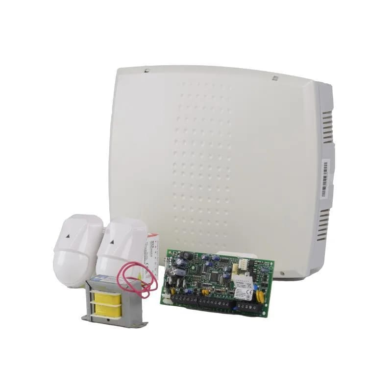 Panel de alarma Paradox SP4000 con sensor infrarrojo NV5, gabinete y transformador