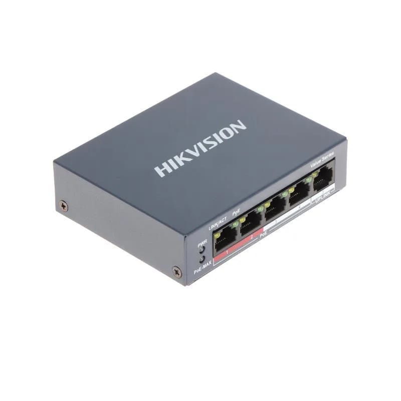 Switch PoE Hikvision 4 puertos 10/100 Mbps no gestionado 35W DS-3E0105P-E/M (B)