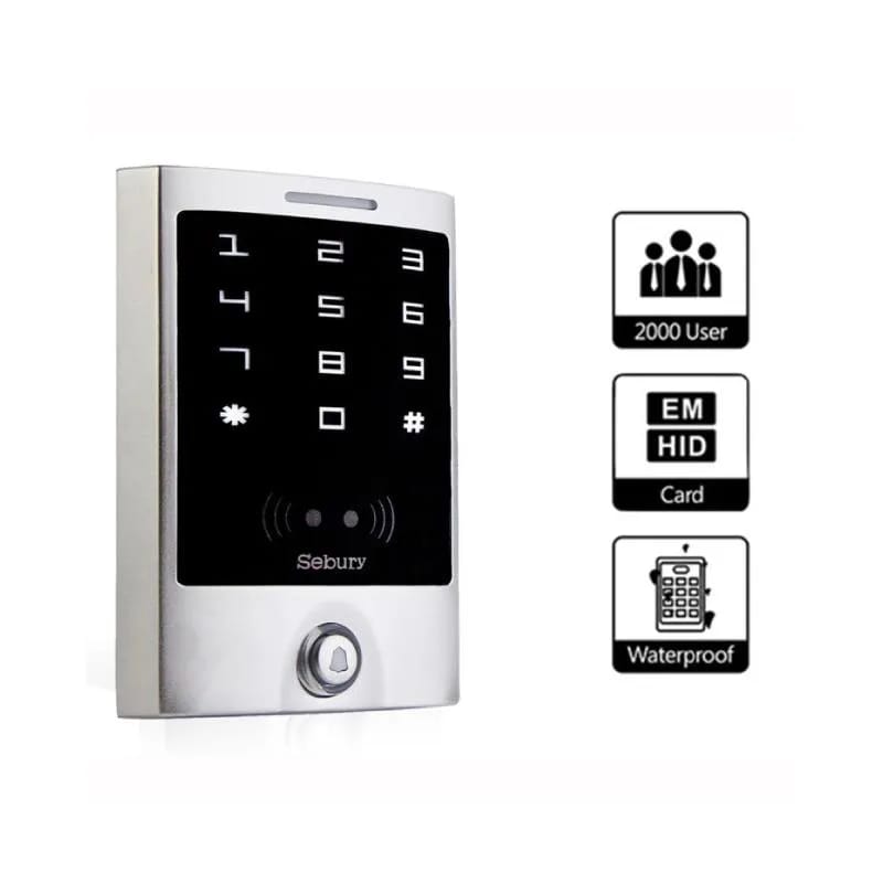 Control de acceso autónomo Sebury tarjeta EM y PIN 2000 usuarios teclado táctil STOUCH-W