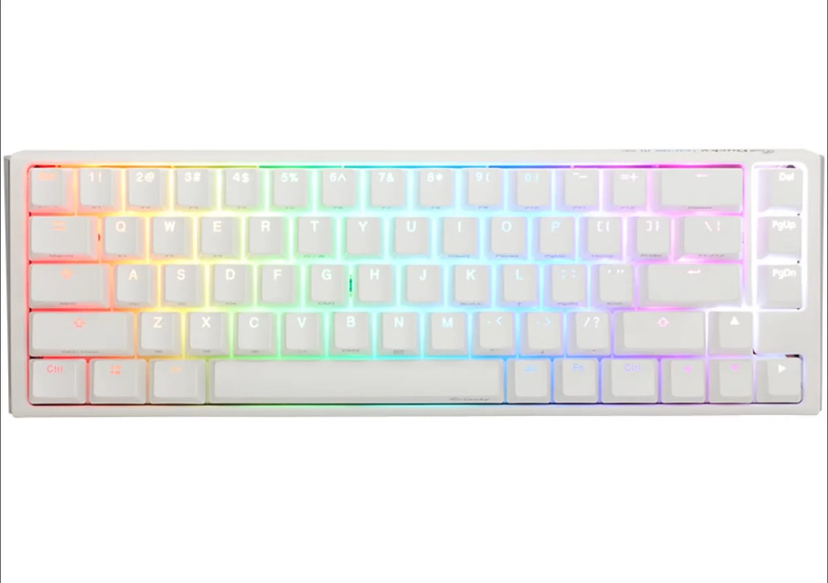 Teclado Mecanico Ducky One 3 SF Teclas Blancasinterruptor Negro Ingles Pbt Doble Disparo sin Costuras Estuche Superior Blanco Estuche Inferior Blanco