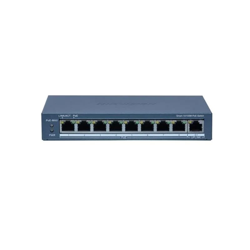 Switch PoE Hikvision administrable 8 puertos 10/100 + 1 uplink Gigabit DS-3E1309P-EI (B)