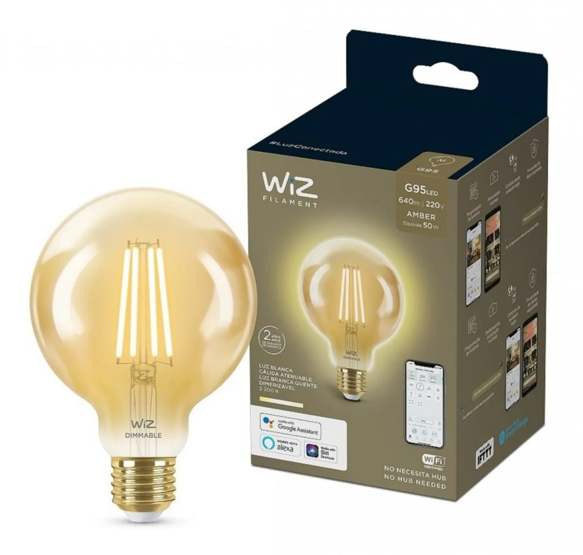 Lampara Wiz LED Smart G95 TW/7W E27 Amber 6/1PF
