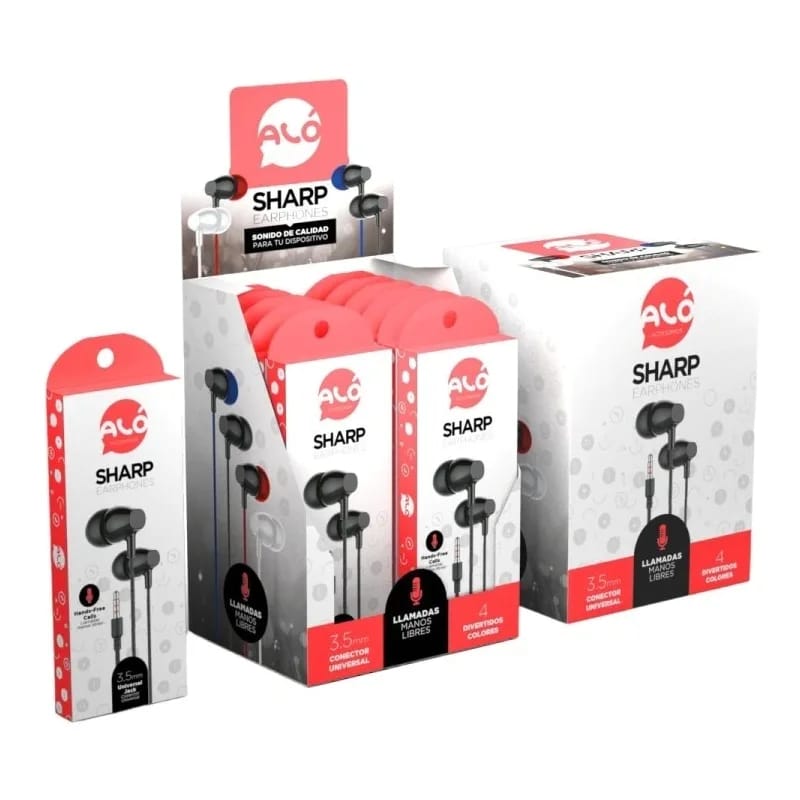 Auricular Alo Sharp X 12 Unidades la Caja Colores Varios