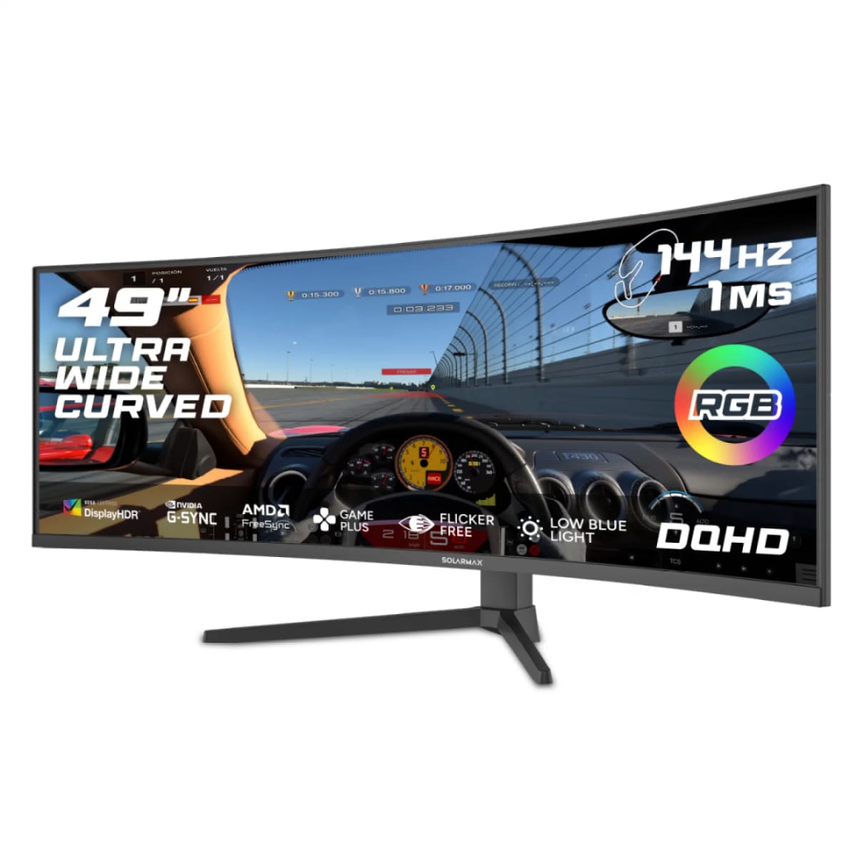 Monitor Solarmax 49" DQHD 144Hz Frameless HDMI+DP RGB Black SX49CW7B
