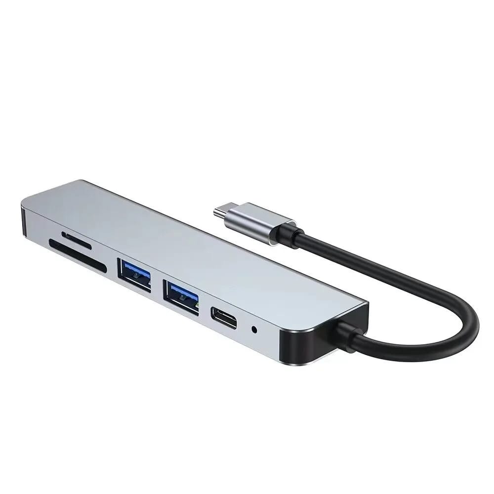 Hub USB Tipo C 6 en 1 - USB 3020 HDMI 4K Sdtf Card Usb-C GRN-HB6BX-100