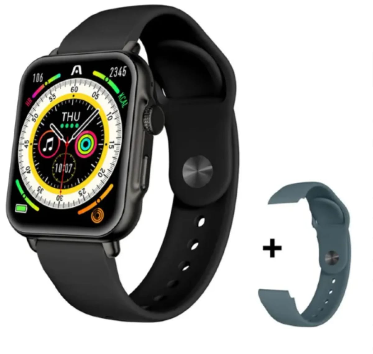 Smartwatch Argomtech S55 Black Aluminium 2 Straps Incluided Black y Steel Blue 1.96 IPS Display