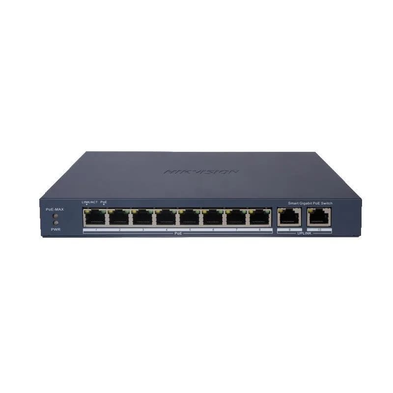 Switch Hikvision smart-managed 8 puertos Gigabit PoE + 2 uplink 110W DS-3E1510P-EI (V2)