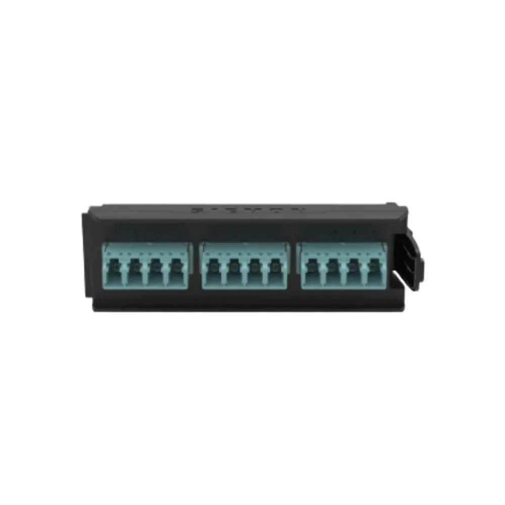 Fiber, Adapter Plate, LightVerse, 12 Fiber, LC, Flat, Aqua Adapter, Black Housing, Ceramic Sleeve