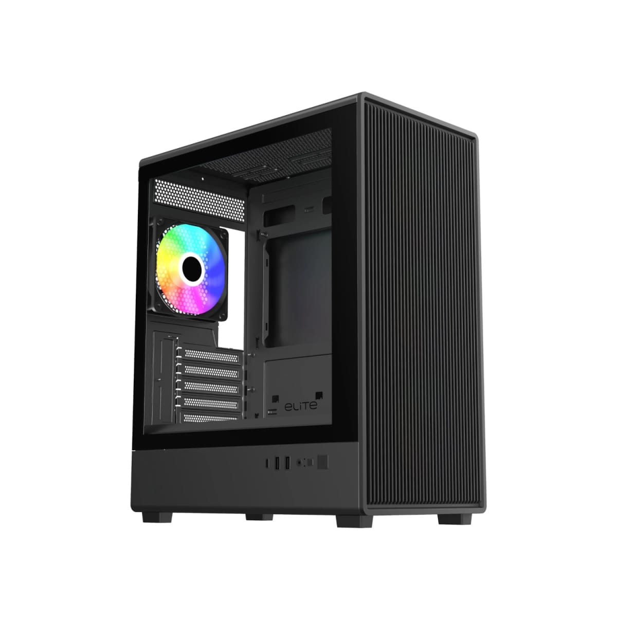 Gabinete Cooler Master Elite 350 Mini Tower 4 Fans ARGB Tempered Glass Black sin Fuente