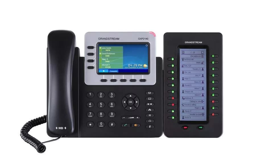 Telefono IP 4 Lineas, 2 Puertos 10/100/1000 Ethernet, POE, Pantalla LCD TFT a color 480x272, conferencia de 5 vías, Bluetooth, USB, Aplicaciones web integradas en tiempo real (clima, cotización de monedas, Noticias RSS, etc.), Capacidad para conectar/alimentar hasta 4 modulos de extension en cascada con pantalla LCD GXP2200EXT