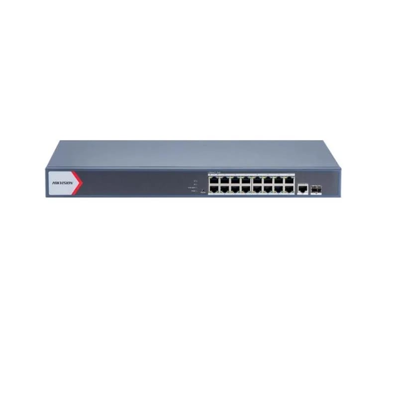 Switch PoE Hikvision 16 puertos Gigabit PoE + 2 SFP DS-3E1518P-EI (V2)