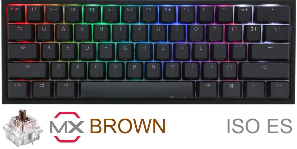 Teclado Gamer Ducky One 2 Mini RGB Cherry MX Brown Double-Shot Pbt Mecanico