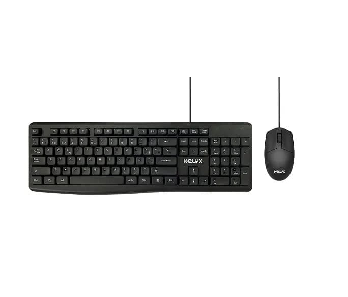 Combo teclado y mouse Kelyx USB con cable Negro KL-COMBO-TEC-MOU-WIRED