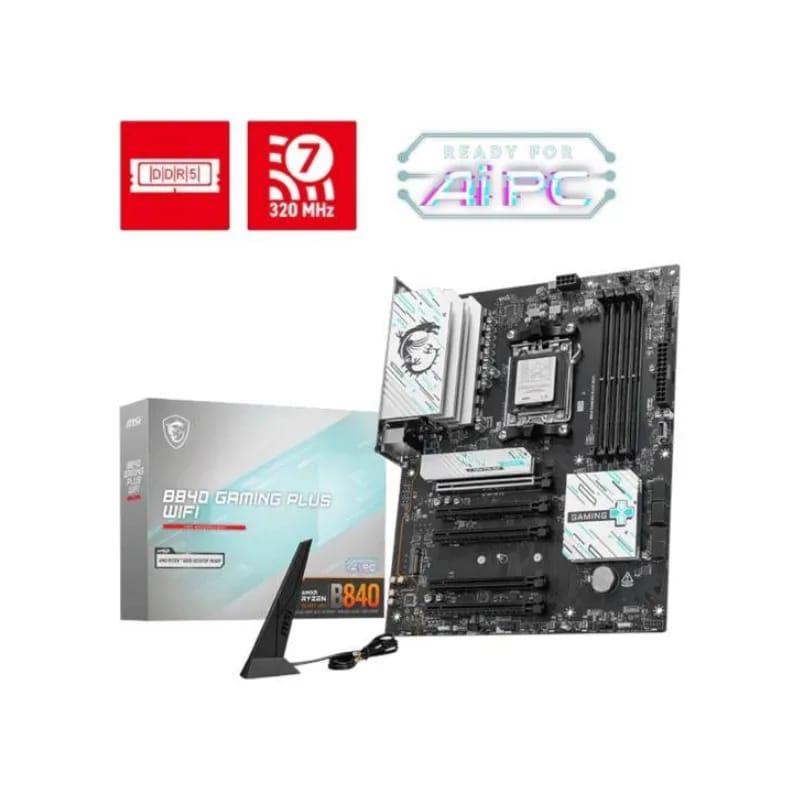 Motherboard MSI B840 GAMING PLUS WIFI DDR5 AM5 (Serie 7000/8000/9000)