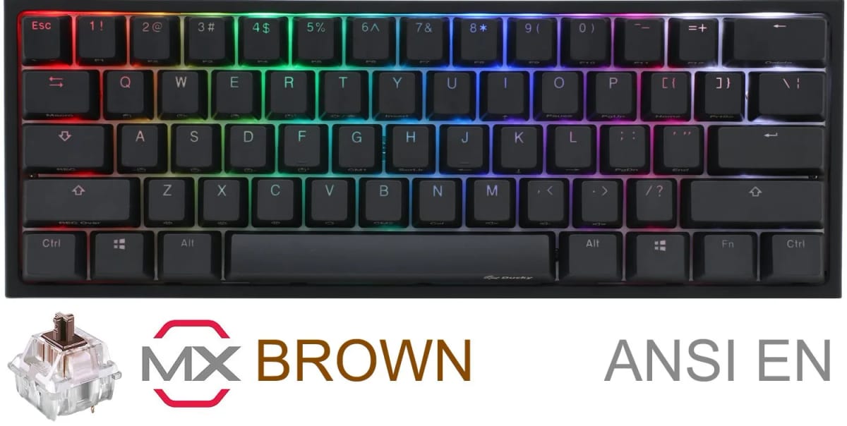 Teclado Gamer Ducky One 2 Mini RGB Cherry MX Brown Double Shot Pbt Mecanico