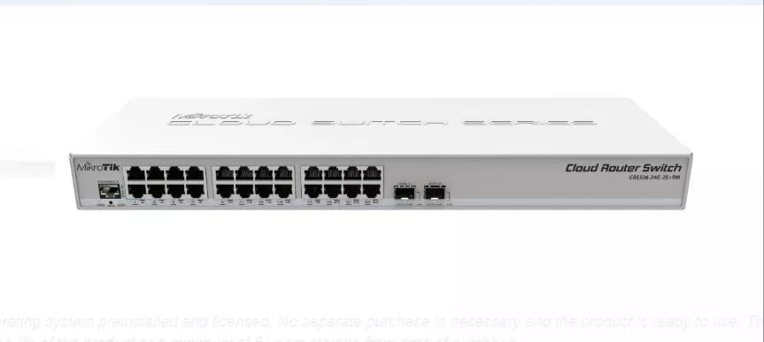 Switch Mikrotik CRS326-24G-2S+RM sin Fuente 24 Puertos Giga + 2SFP 1GB para Rack