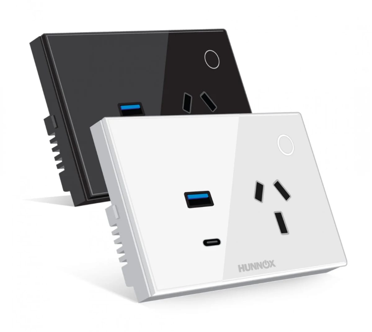 Tomacorriente+Usb A+Usb C Hunnox Smart Tactil Negro