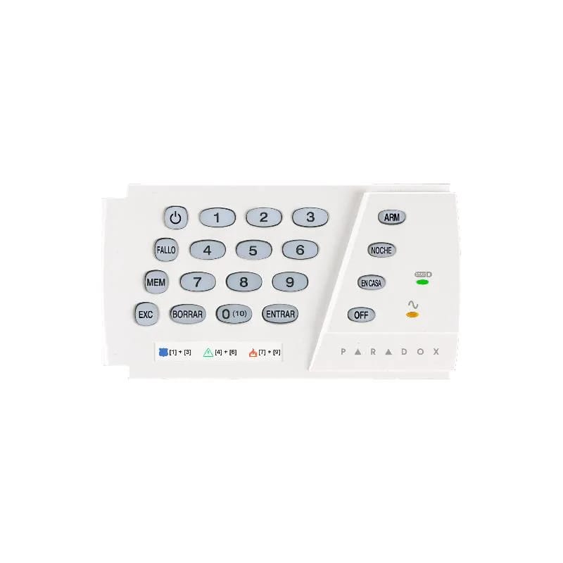 Teclado LED 10 zonas con tapa Paradox K636 para SP/MG