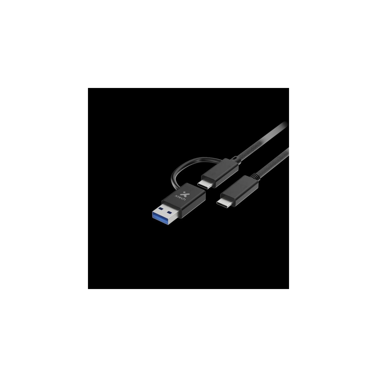Adaptador Xtech, 2 en 1, usb-C a usb-C con Dongle
