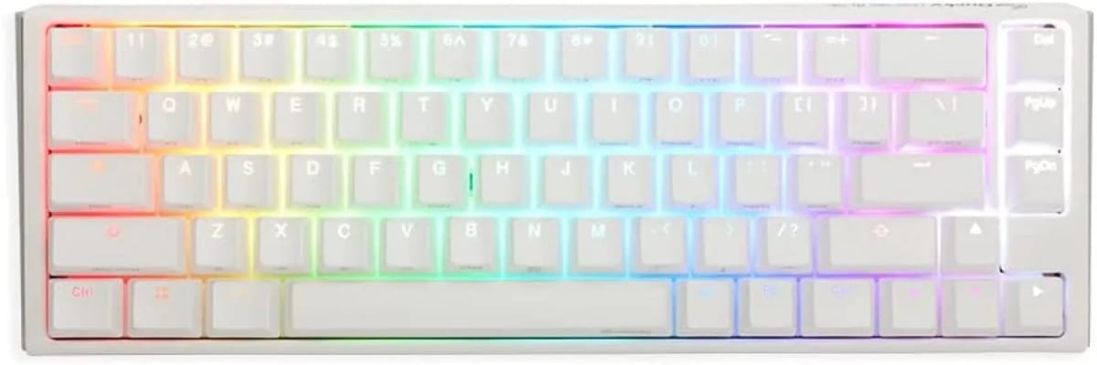 Teclado Mecanico Ducky One 3 SF Teclas Blancas Interruptor Transparente Ingles Pbt Doble Disparo sin Costuras Estuche Superior Blanco Estuche Inferior